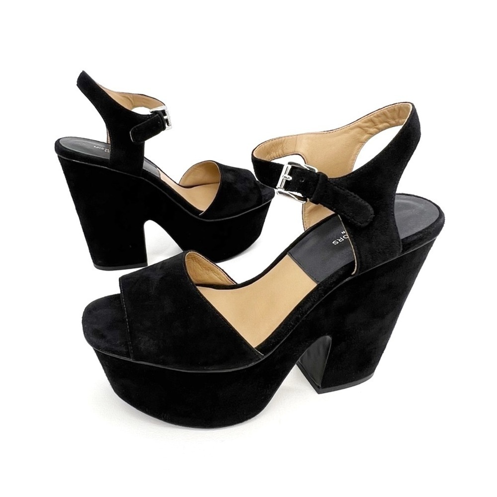 Michael Kors Collection Harley Platform Sandal Chunky Heels Black Suede Size 7.5 - Picture 10 of 10